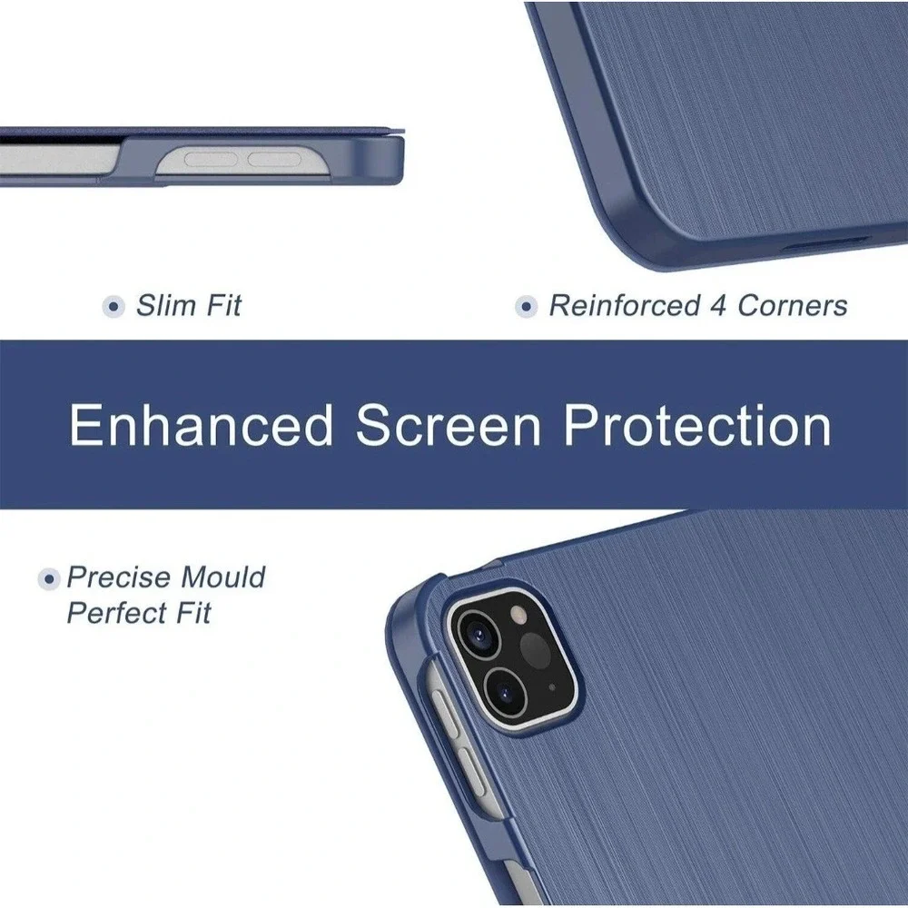 Soke Case iPad Air 13 2024/iPad Pro 12.9-Inch w/Pencil Holder Tri Fold Blue Cut